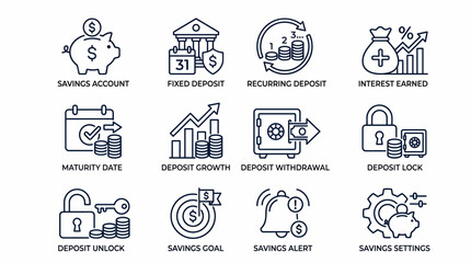 Fototapeta premium Savings icons set for finance concept.