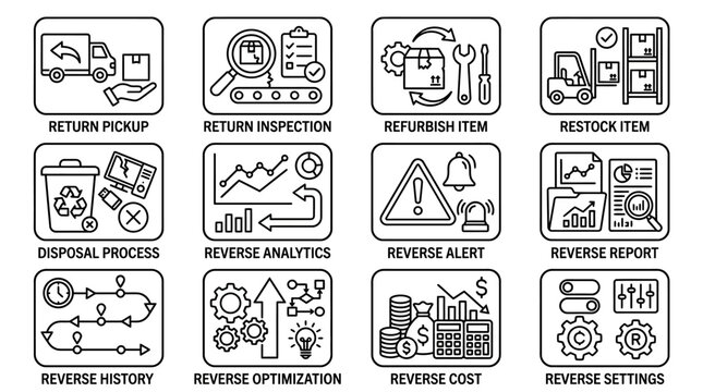 Reverse Logistics Icons Set.