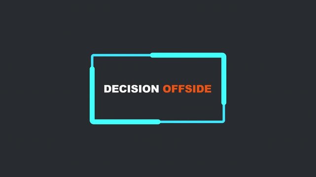 VAR Offside Decision Process Motion Graphic. Futuristic Soccer Review HUD Overlay with Offside Result on Alpha Channel.