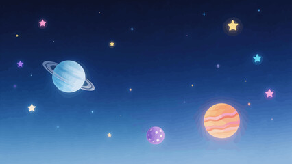 Colorful cartoon planets and stars © k8m