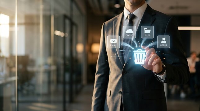Digital Data Deletion Interface with Business Professional Using Virtual Technology