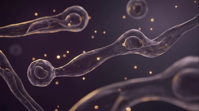 Intricate microscopic biological entities, cellular structures and floating particles vital for understanding INTERLEUKIN processes and immune responses