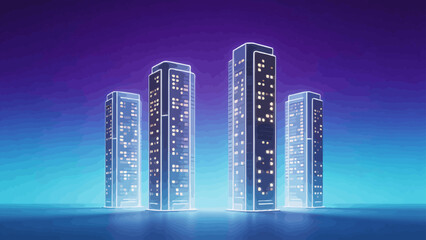 Futuristic skyscrapers at night © Wester