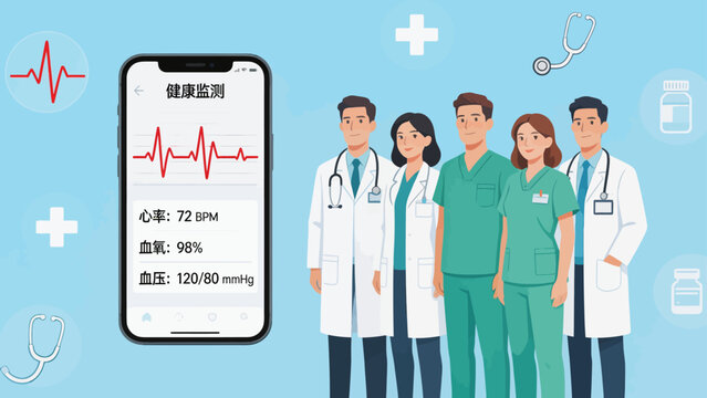 Medical staff and health monitoring app