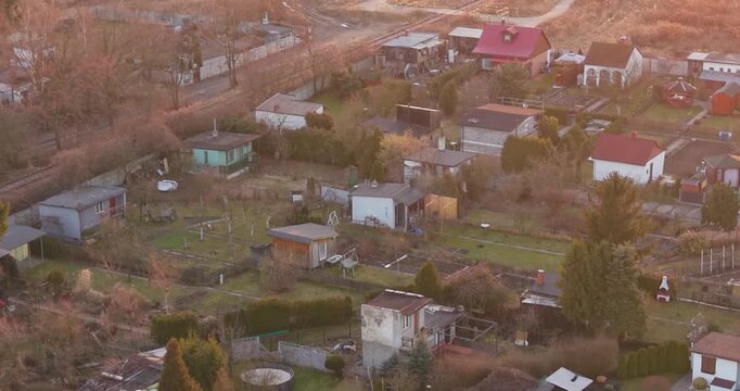  Aerial view of recreational plots in Silesia, Poland
