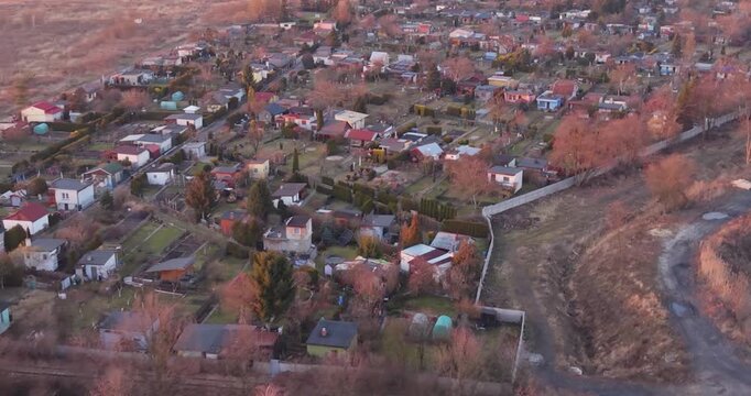  Aerial view of recreational plots in Silesia, Poland