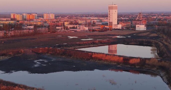 Aerial view of coal mine in Knurow, Silesia, Poland