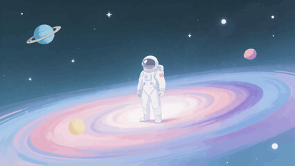 Astronaut standing in space © KY