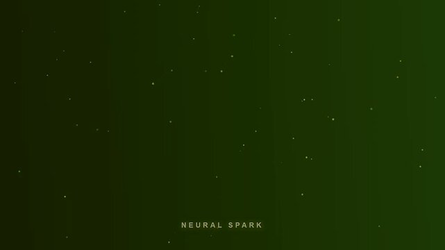 A sophisticated abstract motion graphic illustrating AI powered brainstorming through floating golden particles dancing across a deep olive green void to represent digital innovation and synergy