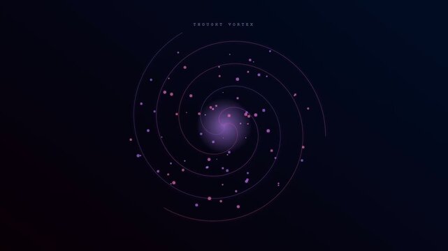 A sophisticated representation of AI powered brainstorming as a luminous purple vortex expands with swirling data particles across a deep cosmic void of digital intelligence