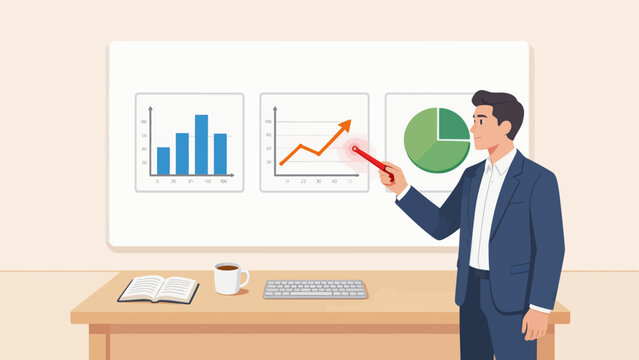 Businessman presenting data charts