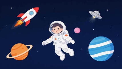 Cartoon astronaut in space © Canis