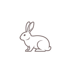 Obraz premium A side profile outline of a rabbit, illustrated with fine brown lines, set against a white background