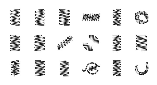 collection of different types of springs and coils icons a set of linear graphics