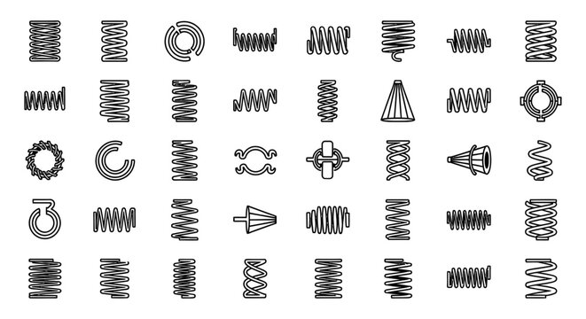 collection of various types of spring coils and mechanical components line art