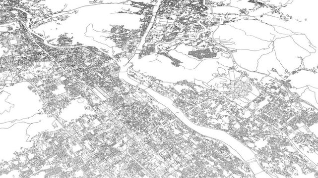 3D looped animation of city - Yamaguchi Japan