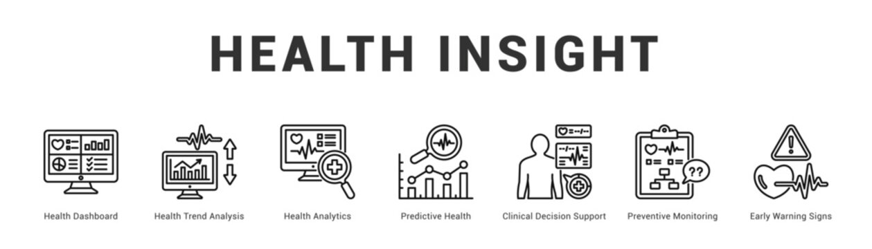 Health Insight Modern and clean web banner illustration featuring thematic icons for visual communication