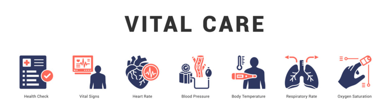 Vital Care Modern and clean web banner illustration featuring thematic icons for visual communication