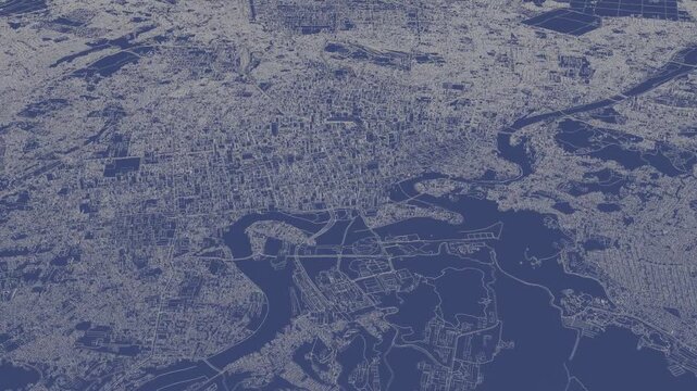 3D looped animation of city - Sendai Japan