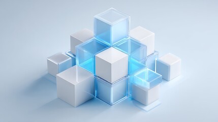 Obraz premium minimalist modular data structure, clean cube stacking system, representing digital asset economy