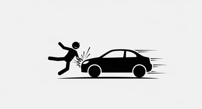 Car Accident Silhouette with Pedestrian Hit by Vehicle
