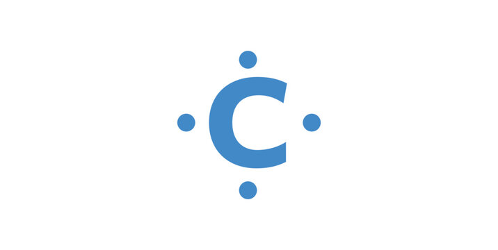 Lewis Dot Structure of Carbon. Letter C Surrounded by Four Single Dots.