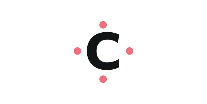 Lewis Dot Structure of Carbon. Letter C Surrounded by Four Single Dots.