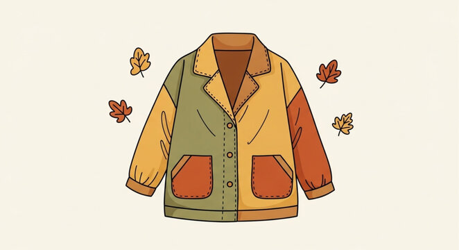 Autumn Color Block Jacket Illustration minimalist