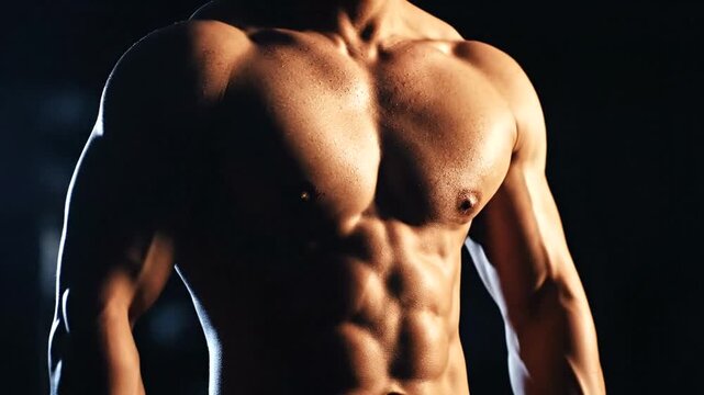 Muscular Man Torso with Defined Abs.