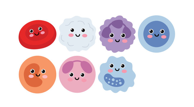 Set of Cute Blood Cell Illustration