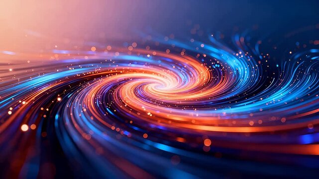 Colorful spiral light vortex with red blue and purple motion trails