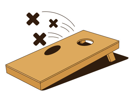 Corn, hole boards clip art illustration creative set, unique sport colorful isolated outline design, black and white background version, modern flat vector game elements