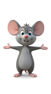 A cartoon mouse with pink ears and hands