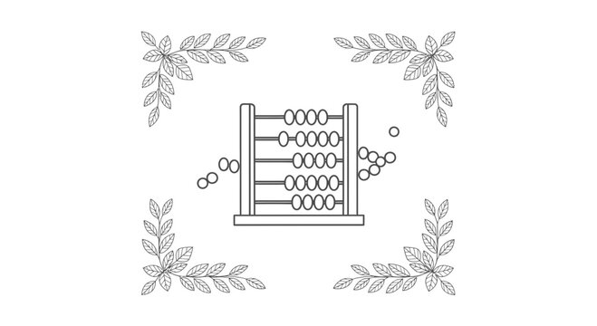 Vintage Abacus with Decorative Floral Corners - Education, Math, Retro Concept