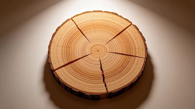 Sliced wood log cross section showing annual rings and texture