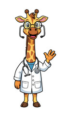 Obraz premium A giraffe wearing a lab coat