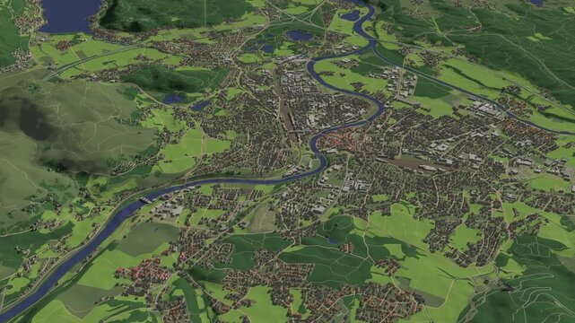 3D looped animation of city - Villach Austria