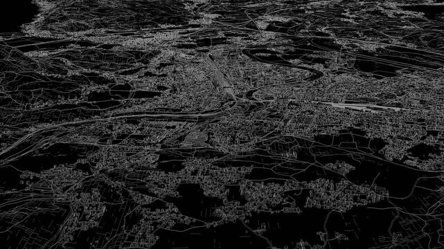 3D looped animation of city - Villach Austria