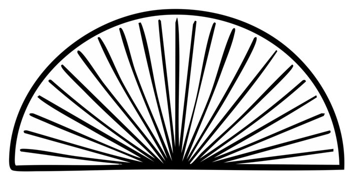 Abstract radial pattern resembling a semi-circle sunburst or fan with thin, repeating lines emanating from a central point.
