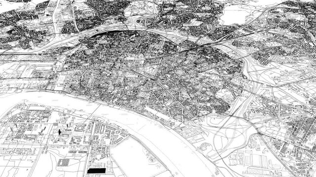 3D looped animation of city - Antwerp Belgium