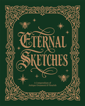 Ornate Vintage Book Cover With Golden Bees