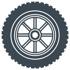 Fototapeta premium Isolated wheel and tire with tread and spokes for vehicle auto part