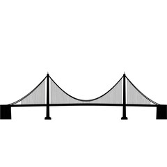 Obraz premium Suspension Bridge Silhouette Vector Art
