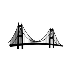 Fototapeta premium Suspension bridge silhouette, graphic design, isolated on white background