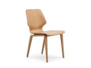Fototapeta premium Modern wicker chair with light wooden legs against white background