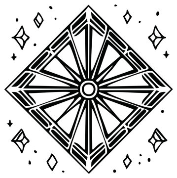 Geometric art deco pattern with radiant design and decorative diamonds