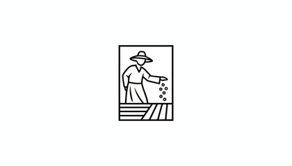 Fototapeta premium Farmer Sowing Seeds in Field, Agriculture, Organic Farming, Sustainable Growth Concept