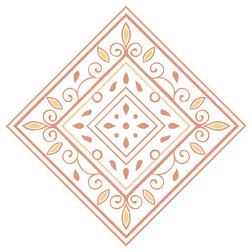 Delicate decorative rhomboid tile with floral motif and muted pastel tones, perfect for artistic design projects