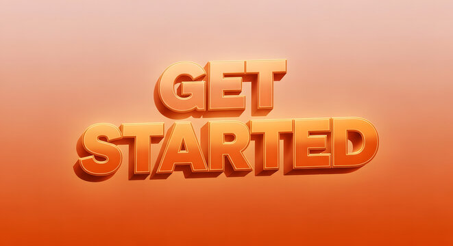 Get started text on orange gradient background, modern call to action design.
