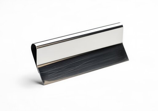 Stainless steel chrome channel profile bar isolated on white background